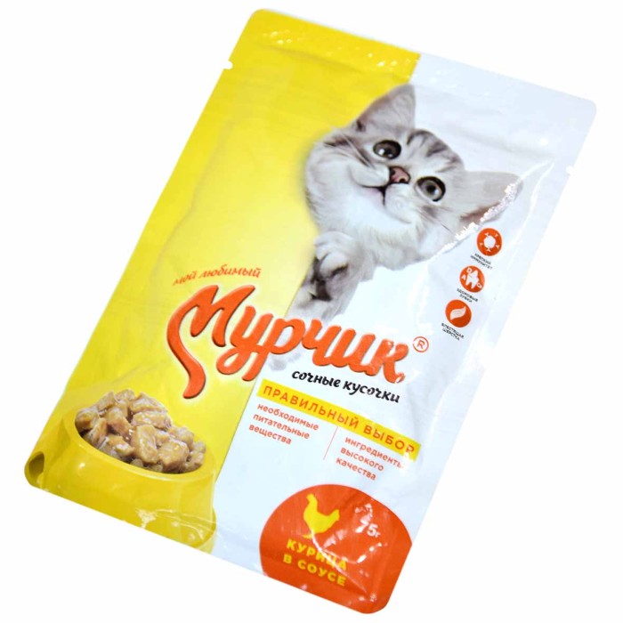 Корм для кошек Мурчик с курицей 75гр пауч