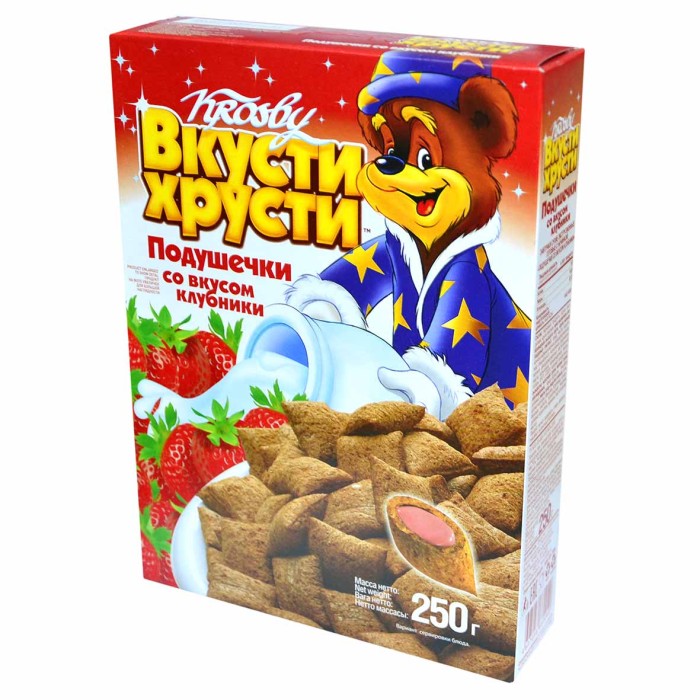 Подушечки Вкусти Хрусти клубника 250гр к/у