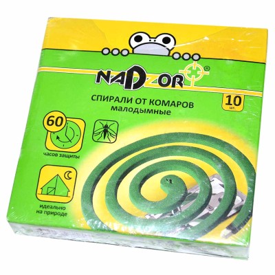 Спирали Nadzor от комаров зеленые 10 шт к/у артISM004C