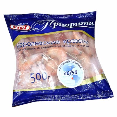 Креветки Vici в панцире 40/50 500гр м/у