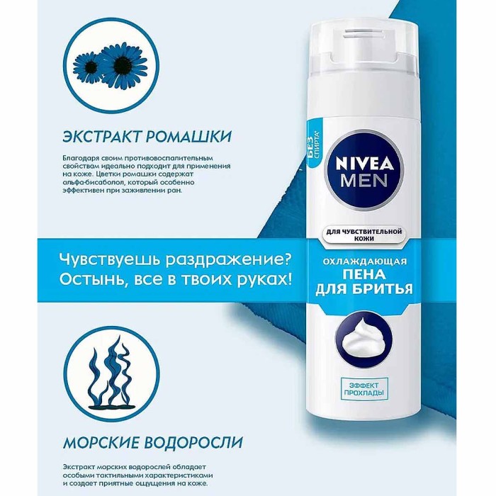 Пена для бритья Nivea Men Охлаждающий 200мл ж/б