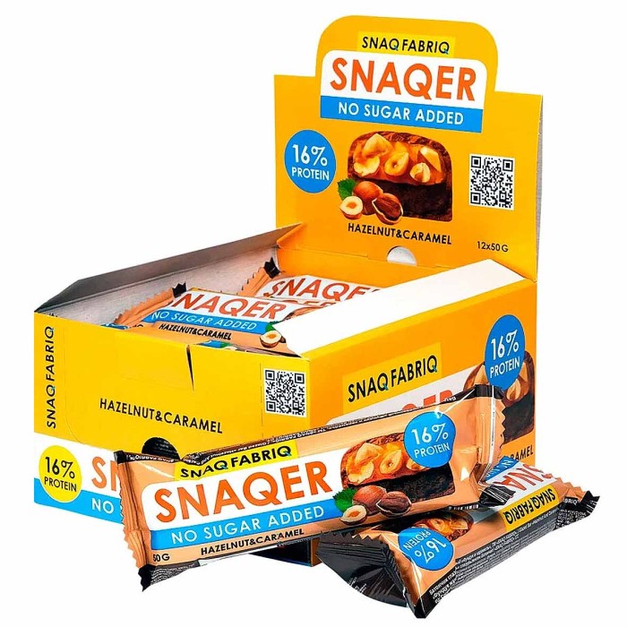 Батончик глазированный Snaq Fabriq фундук-карамель 50гр м/у