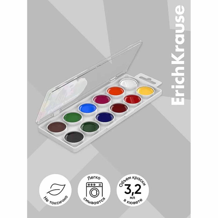 Краски акварельные Erich Krause Panda Hugs 12цв арт62984