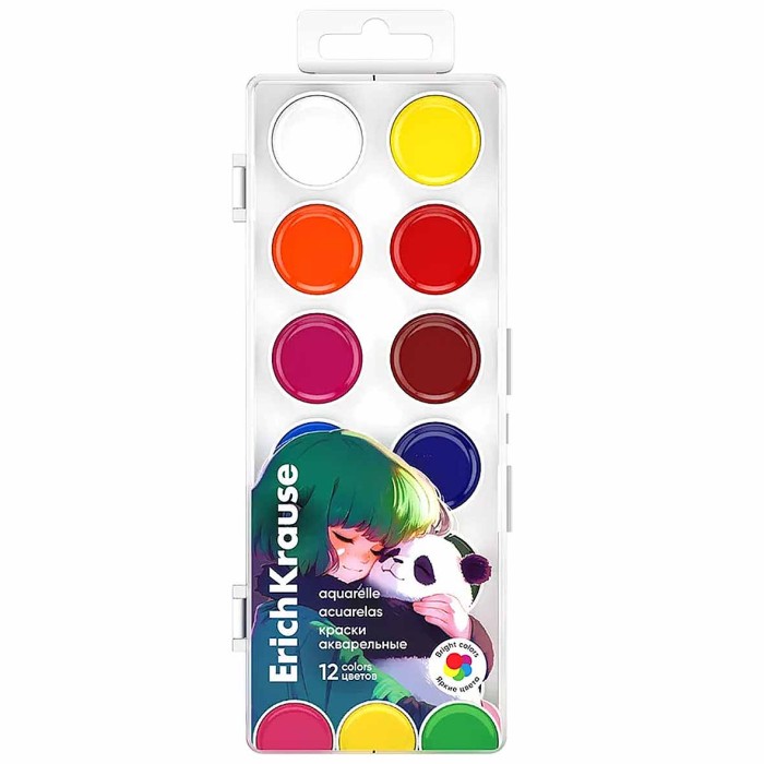 Краски акварельные Erich Krause Panda Hugs 12цв арт62984
