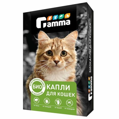 Био капли Gamma для кошек от внешних паразитов 1мл