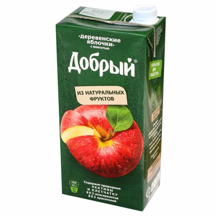 Нектар Добрый деревенские яблочки с мякотью 2л т/п