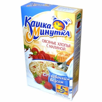 Хлопья овсяные Кунцево Кашка-Минутка с малиной и сливками 215гр к/у