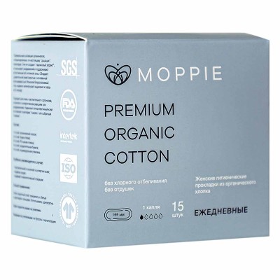 Прокладки ежедневные Moppie Organic Cotton 15шт к/у