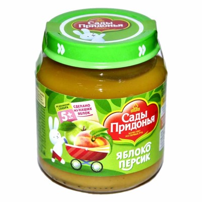 Пюре Сады Придонья яблоко-персик с 5мес 120гр ст/б