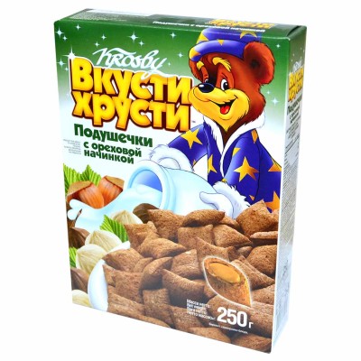 Подушечки Вкусти Хрусти ореховая начинка 250гр к/у