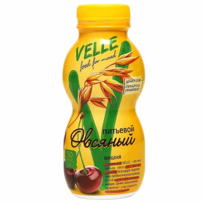 Йогурт питьевой Velle овсяный Вишня 230гр пэт
