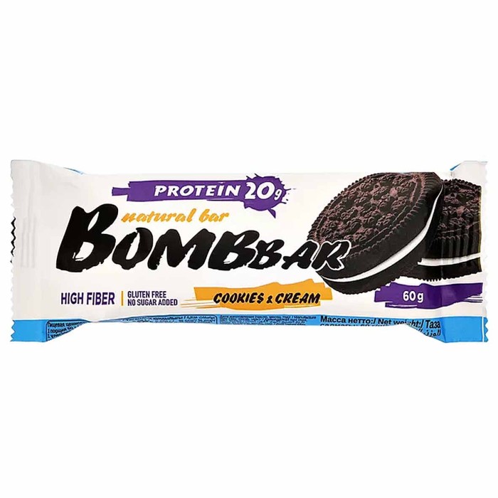 Батончик неглаз Bombbar со вкусом печенье-крем 60гр м/у