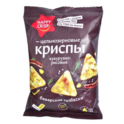 Криспы кукурузно-рисовые Happy Crisp вкус баварские колбаски 50гр м/у