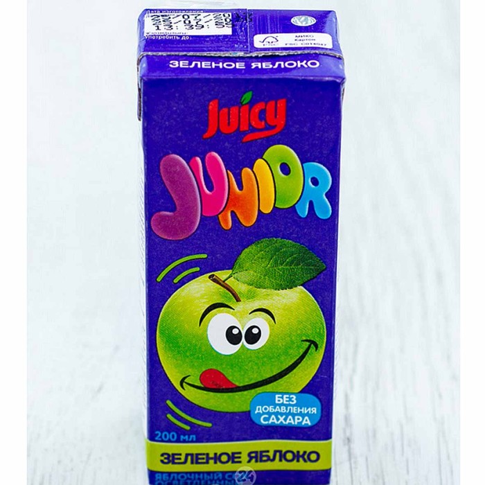 Сок Juicy Junior зеленое яблоко 200мл т/п