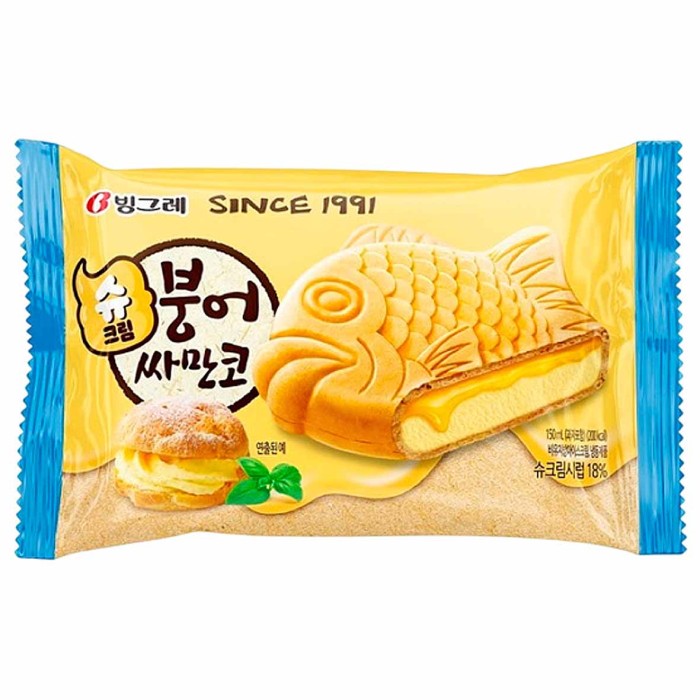 Мороженое Binggrae сэндвич рыбка со вкусом заварного крема 150гр м/у