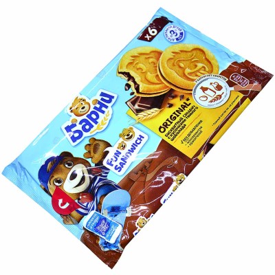 Бисквит Барни Фан Сендвич с кусочками темного шоколада 180гр м/у