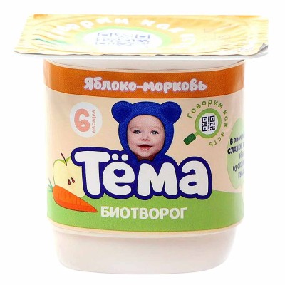 Биотворог Тема яблоко-морковь с 6мес 4,2% 100гр пэт