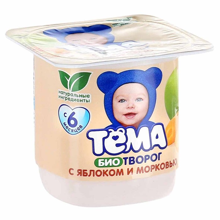 Биотворог Тема яблоко-морковь с 6мес 4,2% 100гр пэт
