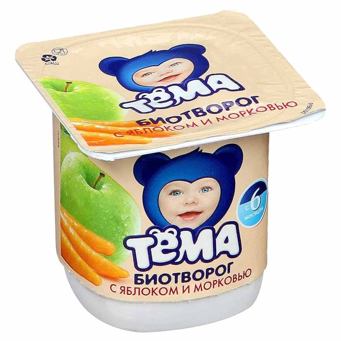 Биотворог Тема яблоко-морковь с 6мес 4,2% 100гр пэт