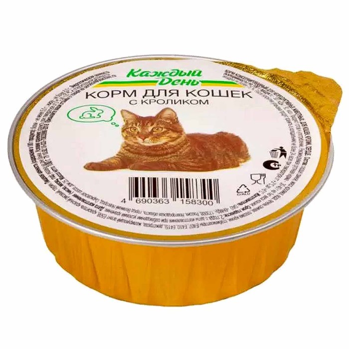 Корм для кошек Каждый день с кроликом 100гр ж/б