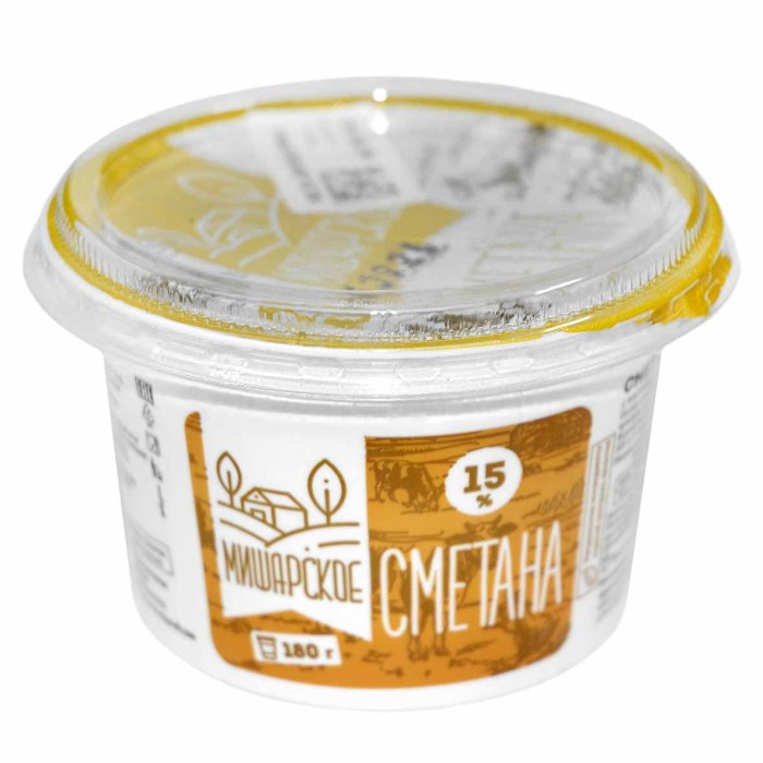 Сметана Мишарское 15%  180гр пэт