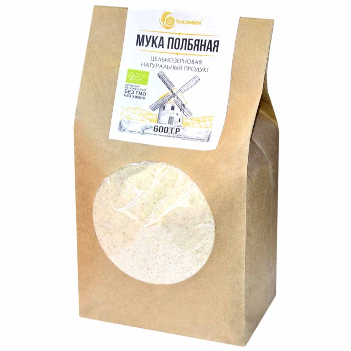 Мука Натуральный продукт цельнозерновая 600гр м/у