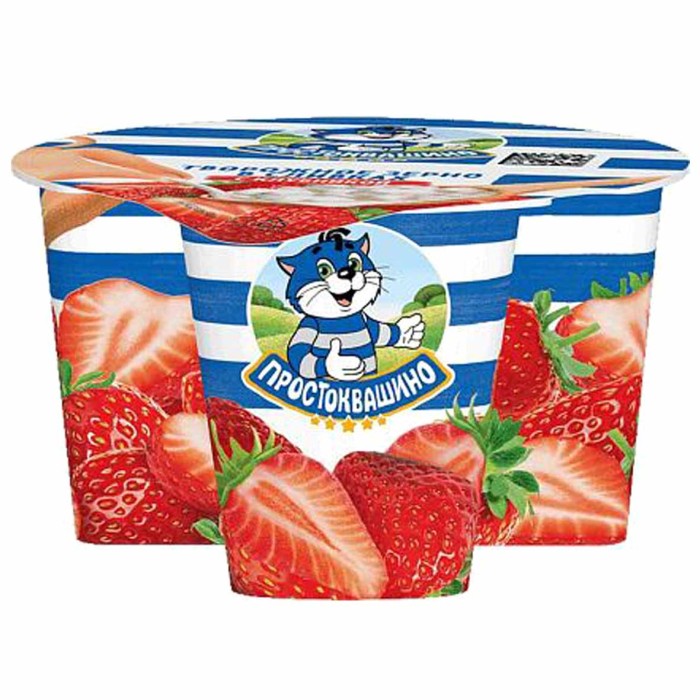 Творог зерненый Простоквашино с Клубникой 5%140 гр пэт