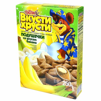 Подушечки Вкусти Хрусти банан 250гр к/у