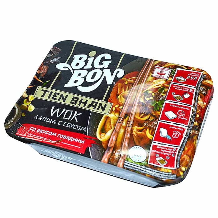Лапша BigBon Wok говядина 85гр лоток