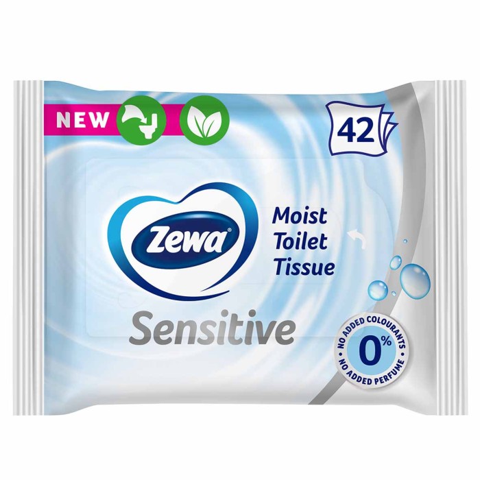 Бумага туалетная влажная Zewa Pure без запаха 42шт м/у