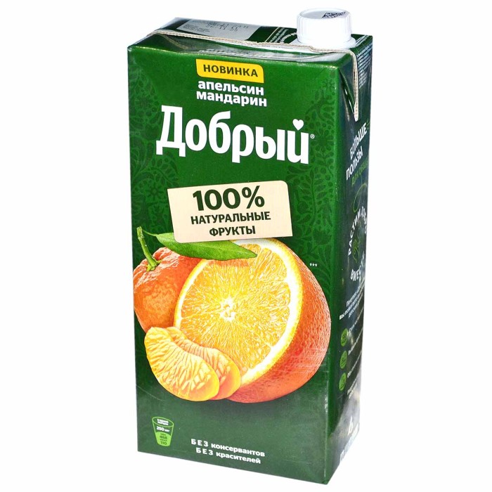 Сок Добрый Апельсин-мандарин 2л т/п