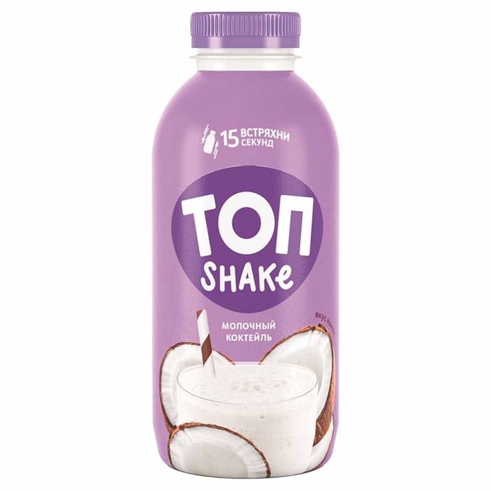 Коктейль молочный Топ Shake со вкусом кокоса ультрапастеризованное  2% 450мл пэт