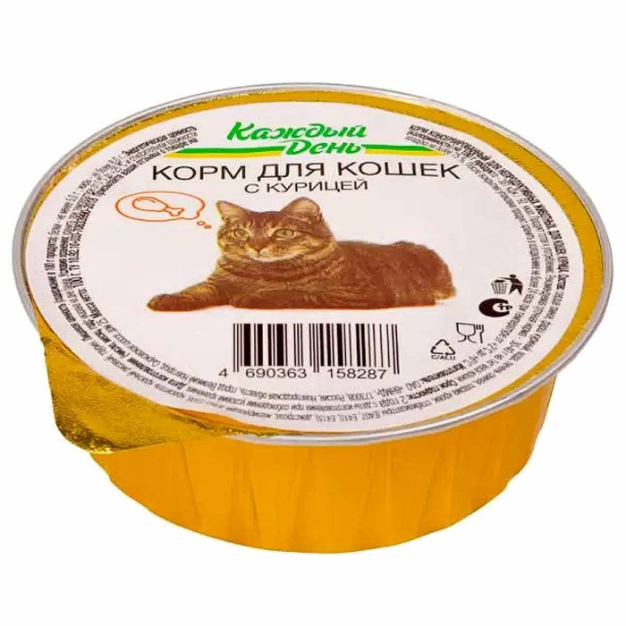 Корм для кошек Каждый день с курицей 100гр ж/б