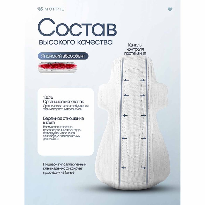 Прокладки Moppie Organic Cotton 10шт ку