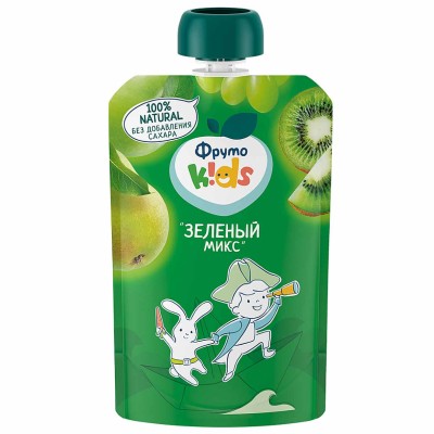 Пюре ФрутоНяня Kids Зеленый микс с 9мес 90гр пауч