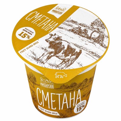 Сметана Мишарское 15%  350гр пэт