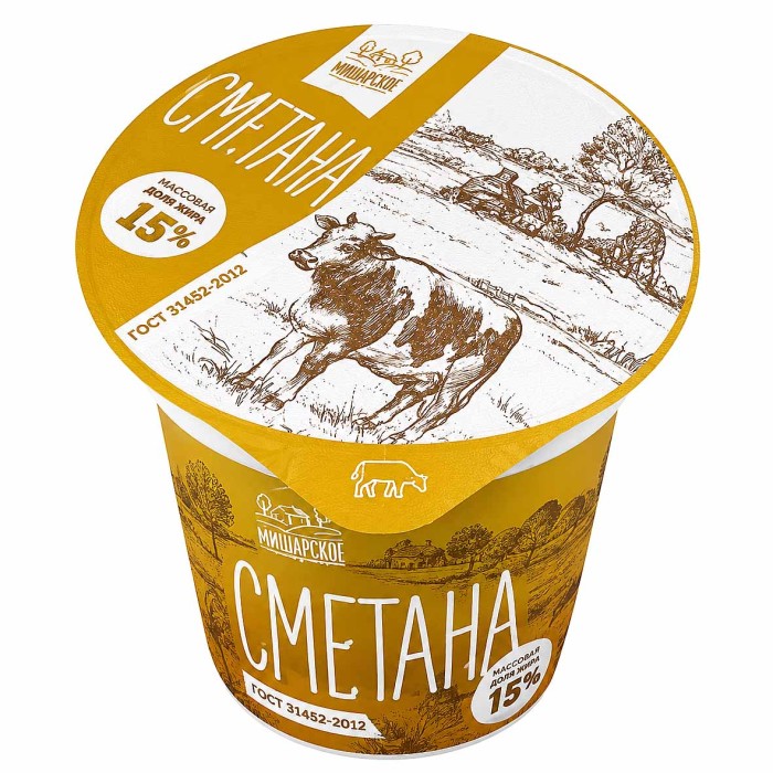Сметана Мишарское 15%  350гр пэт