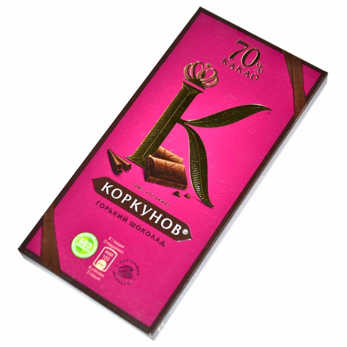 Шоколад Коркунов Горький 70% 90гр м/у