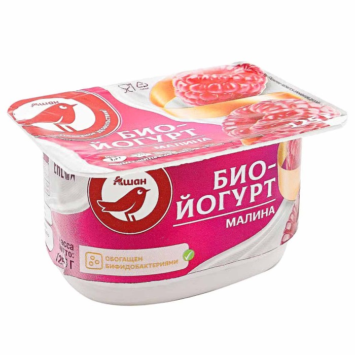 Йогурт Ашан малина 125гр пэт
