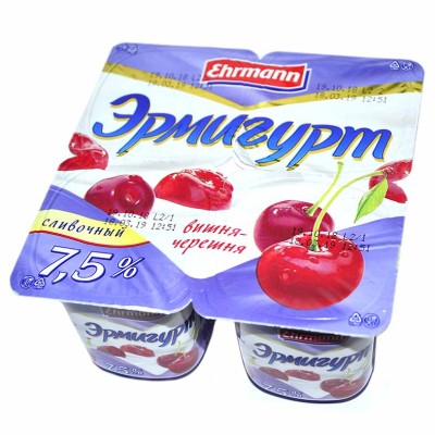 Йогурт Эрмигурт вишня-черешня 7,5% 115гр пэт