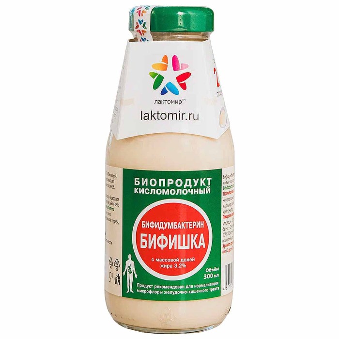 Биопродукт кисломолочный Бифидумбактерин Бифишка 3.2% 300мл ст/б