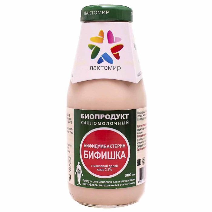 Биопродукт кисломолочный Бифидумбактерин Бифишка 3.2% 300мл ст/б