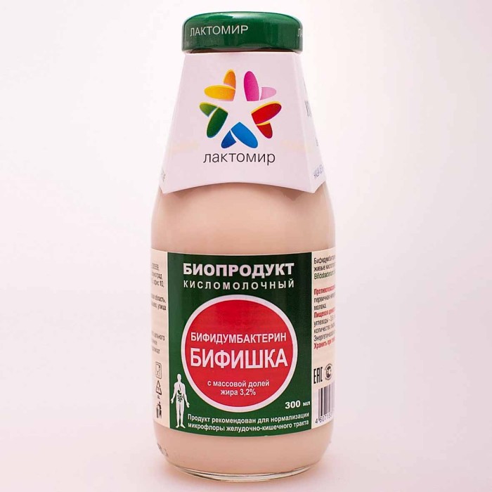 Биопродукт кисломолочный Бифидумбактерин Бифишка 3.2% 300мл ст/б