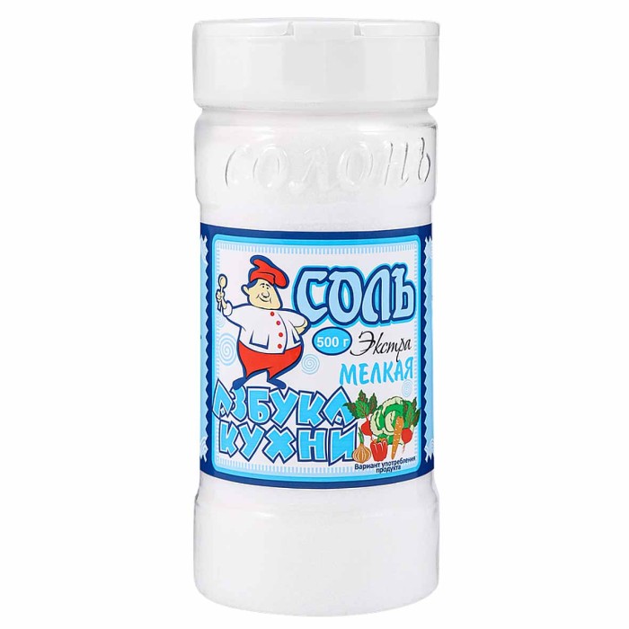Соль Азбука кухни Экстра мелкая 500гр пэт
