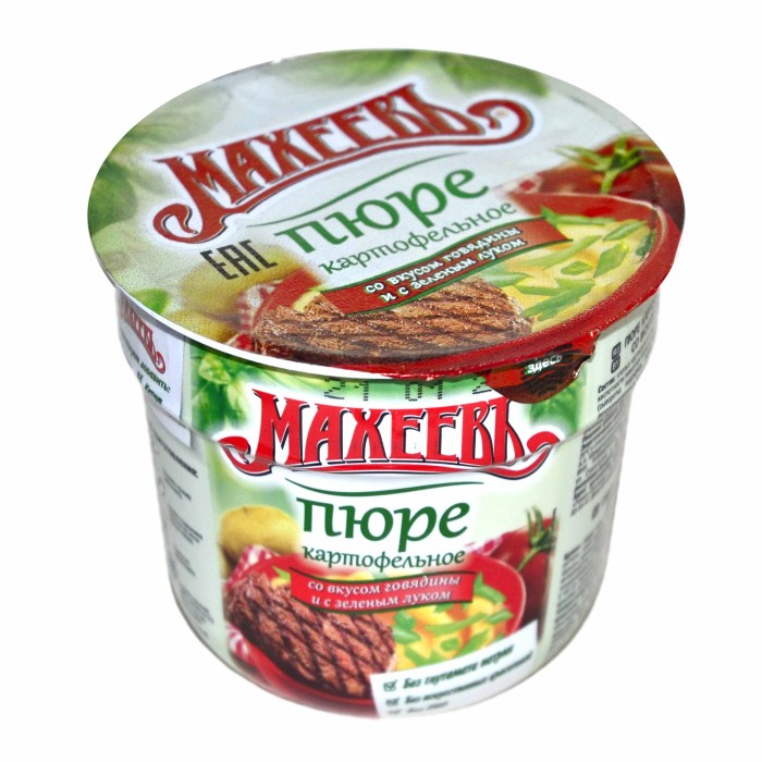 Пюре картофельное Махеевъ со вкусом говядины и с зелым луком 40гр стакан