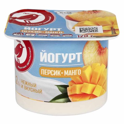 Йогурт Ашан персик-манго 120гр пэт
