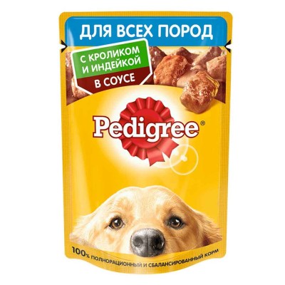 Корм для собак Pedigree кролик,индейка 85гр пауч