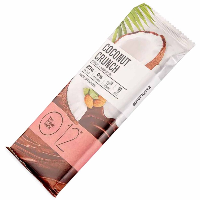 Батончик вафельный Coconut Crunch Кокос-миндаль глазированный 50гр м/у