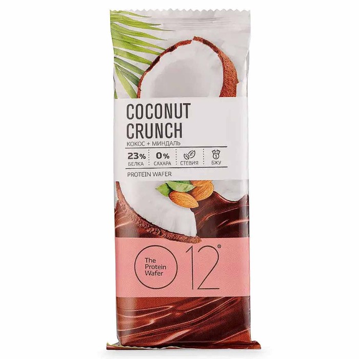 Батончик вафельный Coconut Crunch Кокос-миндаль глазированный 50гр м/у