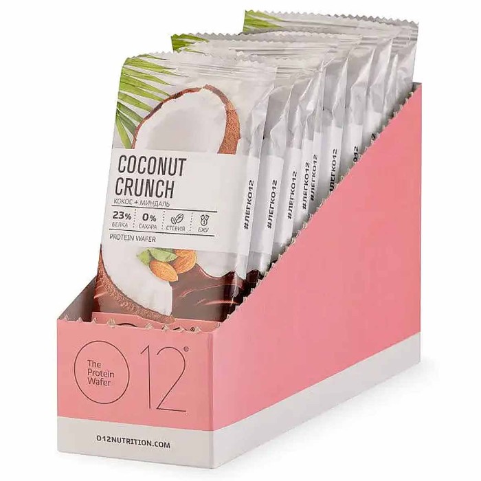 Батончик вафельный Coconut Crunch Кокос-миндаль глазированный 50гр м/у